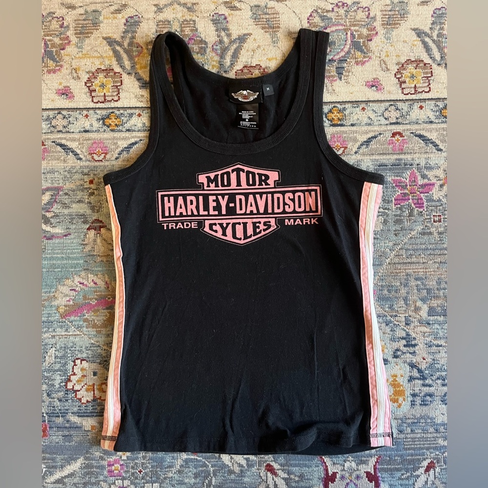 Harley-Davidson Black Tank Top with Pink Logo